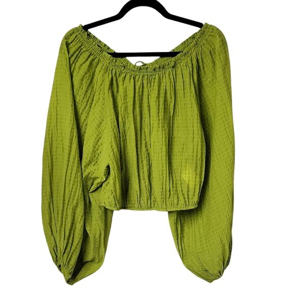 Free People Tops - Free People Lime Green Off-Shoulder Blouse